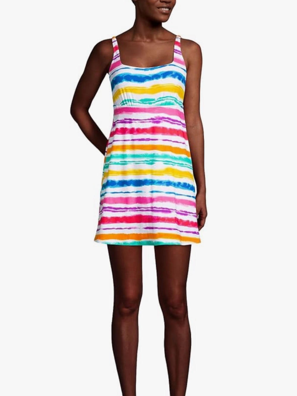 Lands' End Womens Chlorine Resistant Square Neck Swim Dress